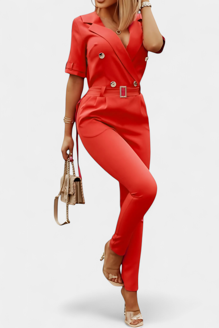 Vivienne™ - V-Neck Jumpsuit with Elegant Flowing Design
