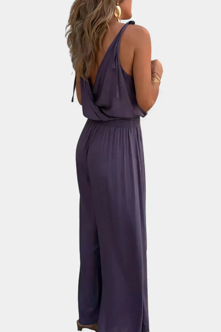 Donatila™ -  Backless Jumpsuit Featuring Elegant Gold Accents