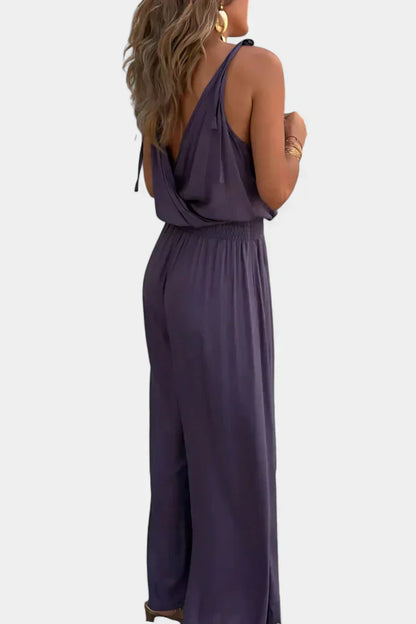 Donatila™ -  Backless Jumpsuit Featuring Elegant Gold Accents