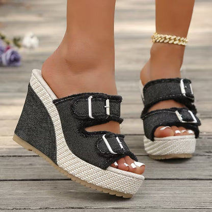 Atelier | Fray Edge Wedge Sandals