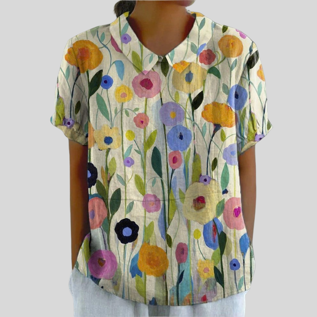 Solène | Floral Print Graphic Blouse