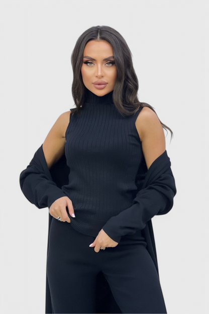 Mahalia™ - Elegant Cut 3-Piece Soft Knit Ensemble