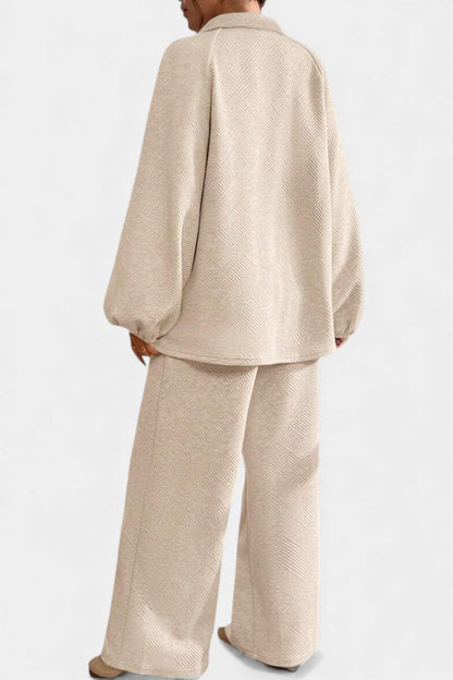 Bréanne™ - Oversized Textured Top and Wide-Leg Pants Ensemble
