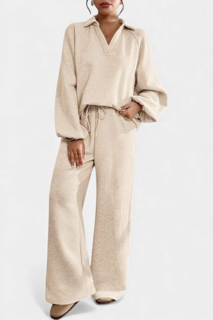 Bréanne™ - Oversized Textured Top and Wide-Leg Pants Ensemble