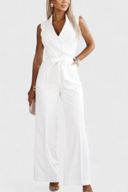 Moraa™ -  V-Neck Montserrat Jumpsuit with Knot Detail and Crossed Design