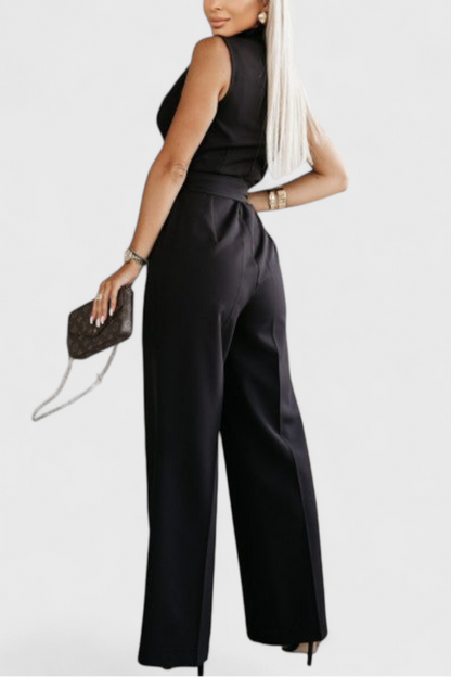 Moraa™ -  V-Neck Montserrat Jumpsuit with Knot Detail and Crossed Design