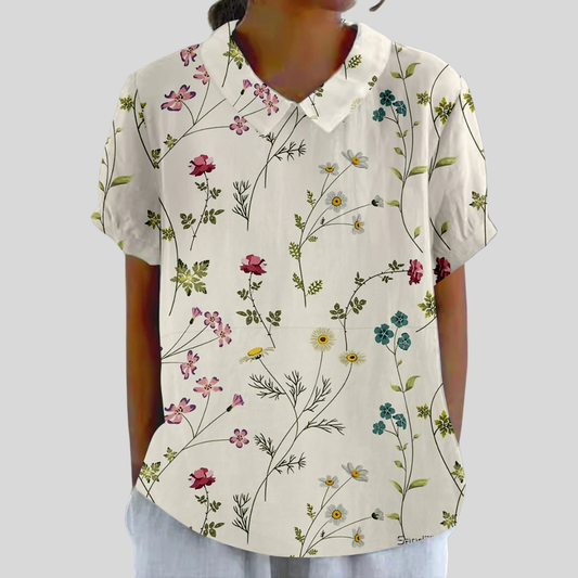 Béatrice | Elegant Botanical Print Blouse