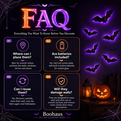 BooHaven | 3D LED Glowing Bats