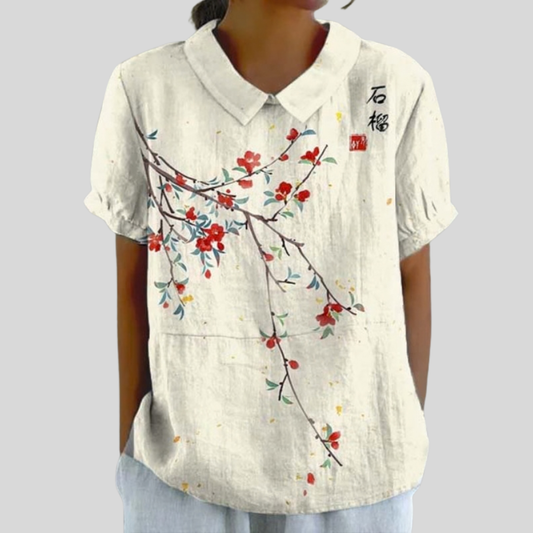 Suzanne | Elegant Floral Minimalist Blouse
