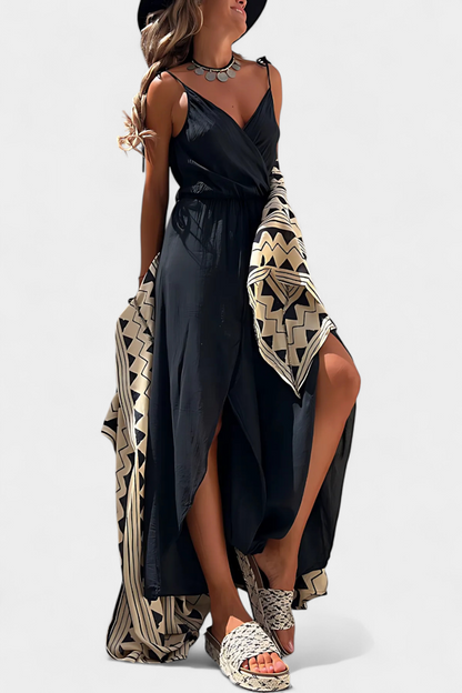 Donatila™ -  Washed Cotton Jumpsuit with Crisscross Neckline and Open Legs
