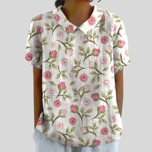 Élodie | Elegant Rose-Print Blouse