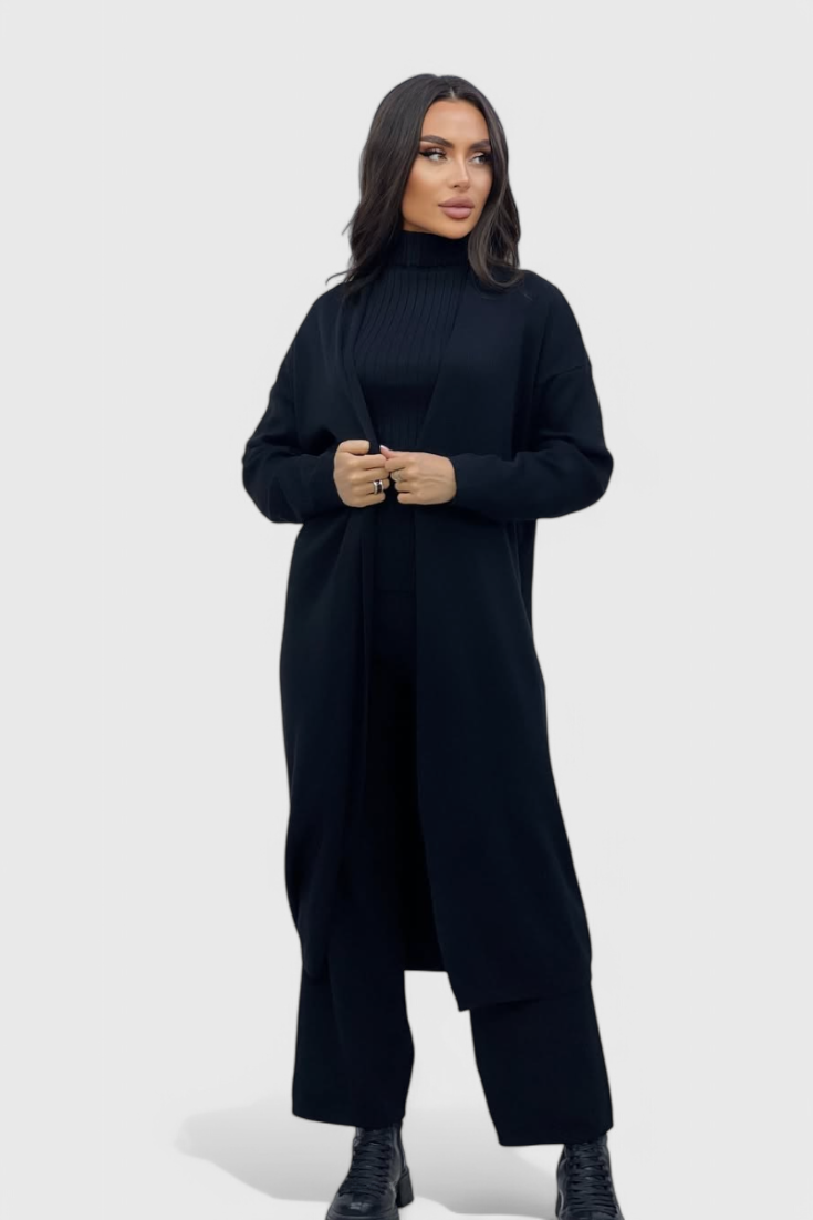 Mahalia™ - Elegant Cut 3-Piece Soft Knit Ensemble