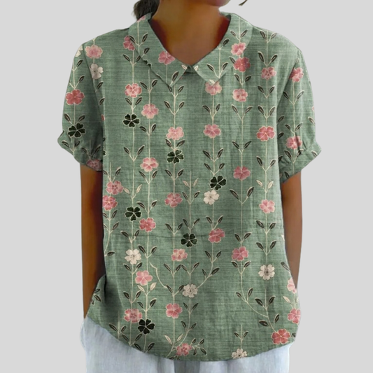 Amandine | Floral Print Vertical Blouse