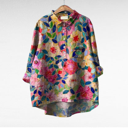 Claire | Elegant Linen Summer Blouse