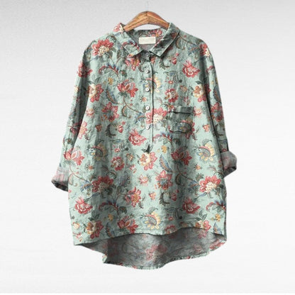 Claire | Elegant Linen Summer Blouse