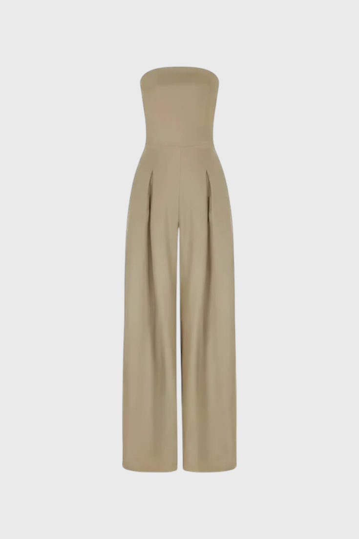 Liona™ -  Structured Neckline Sleeveless Jumpsuit with Wide-Leg Pants