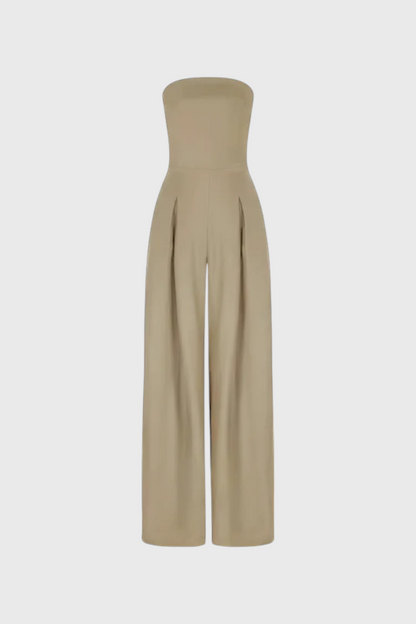 Liona™ -  Structured Neckline Sleeveless Jumpsuit with Wide-Leg Pants