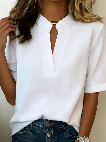 Elisa | Chic Blouse with V-Neck and Gold Detail