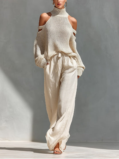 Sarah • Fashionable Knit and Linen Set