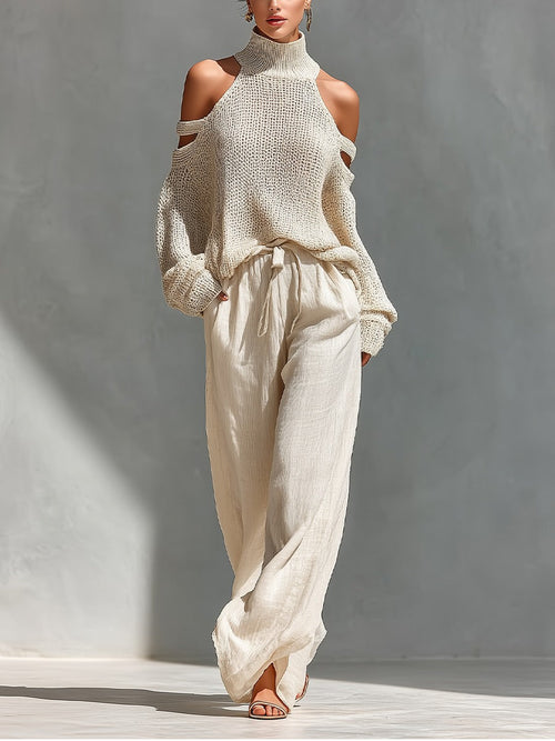 Sarah • Fashionable Knit and Linen Set