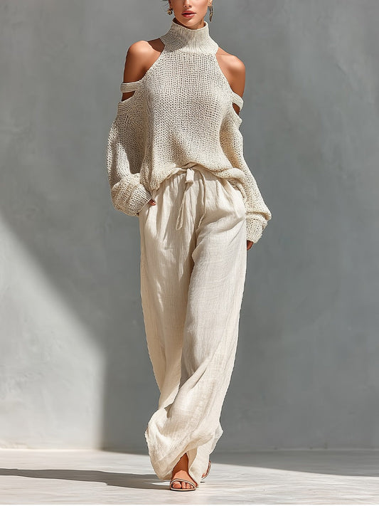 Sarah • Fashionable Knit and Linen Set