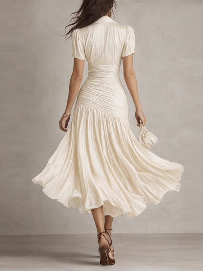 Frances ∙ Retro Striped Satin Midi Dress