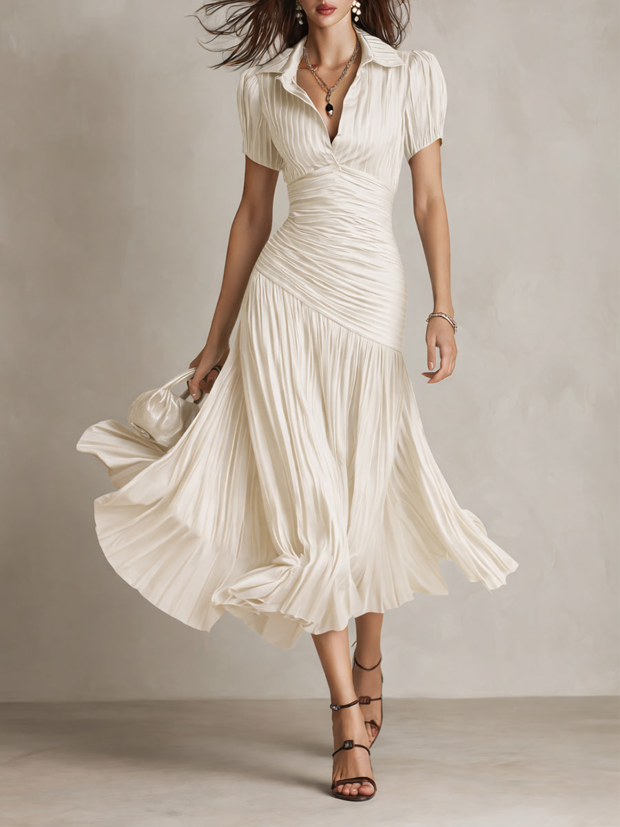 Frances ∙ Retro Striped Satin Midi Dress