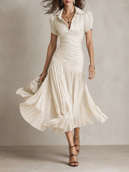 Frances ∙ Retro Striped Satin Midi Dress