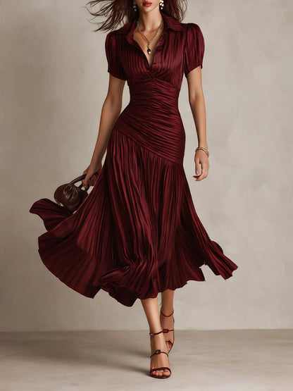 Frances ∙ Retro Striped Satin Midi Dress
