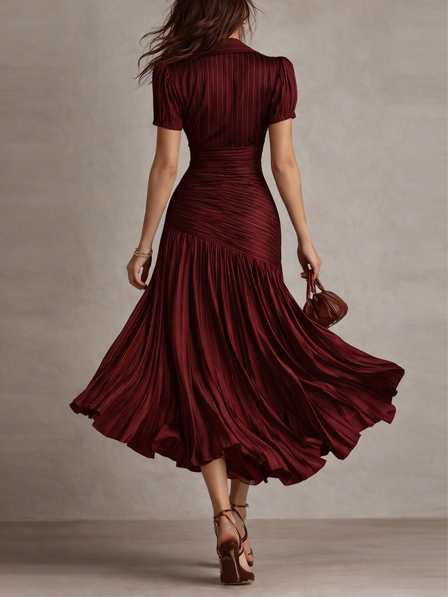 Frances ∙ Retro Striped Satin Midi Dress