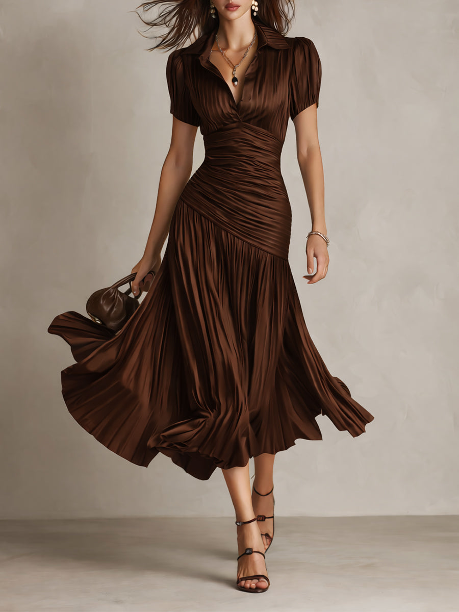 Frances ∙ Retro Striped Satin Midi Dress