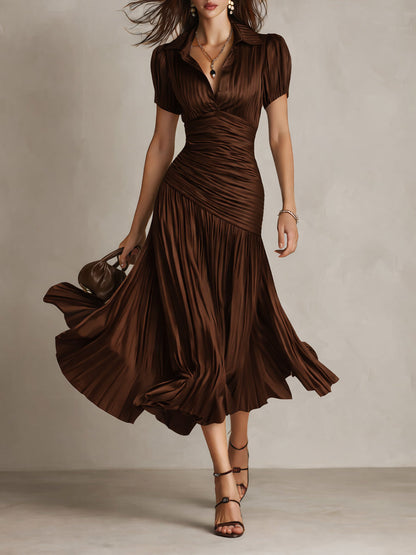 Frances ∙ Retro Striped Satin Midi Dress