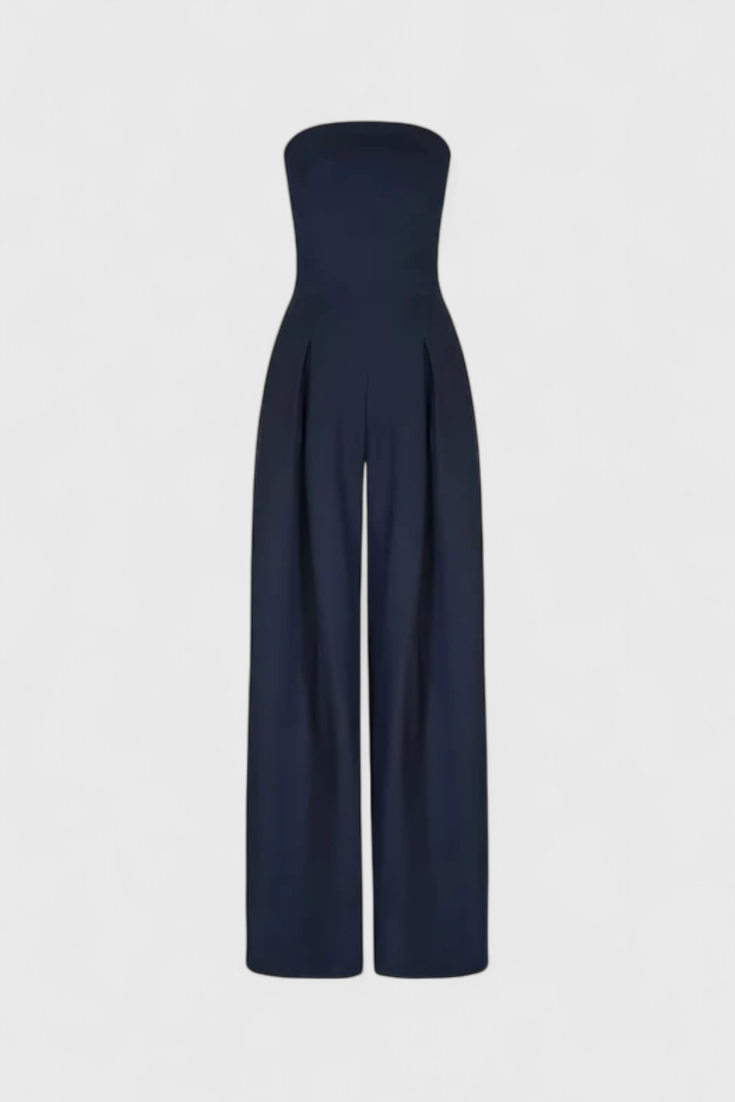 Liona™ -  Structured Neckline Sleeveless Jumpsuit with Wide-Leg Pants