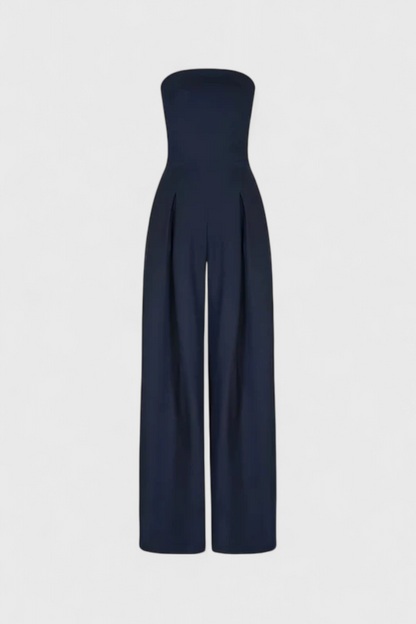 Liona™ -  Structured Neckline Sleeveless Jumpsuit with Wide-Leg Pants