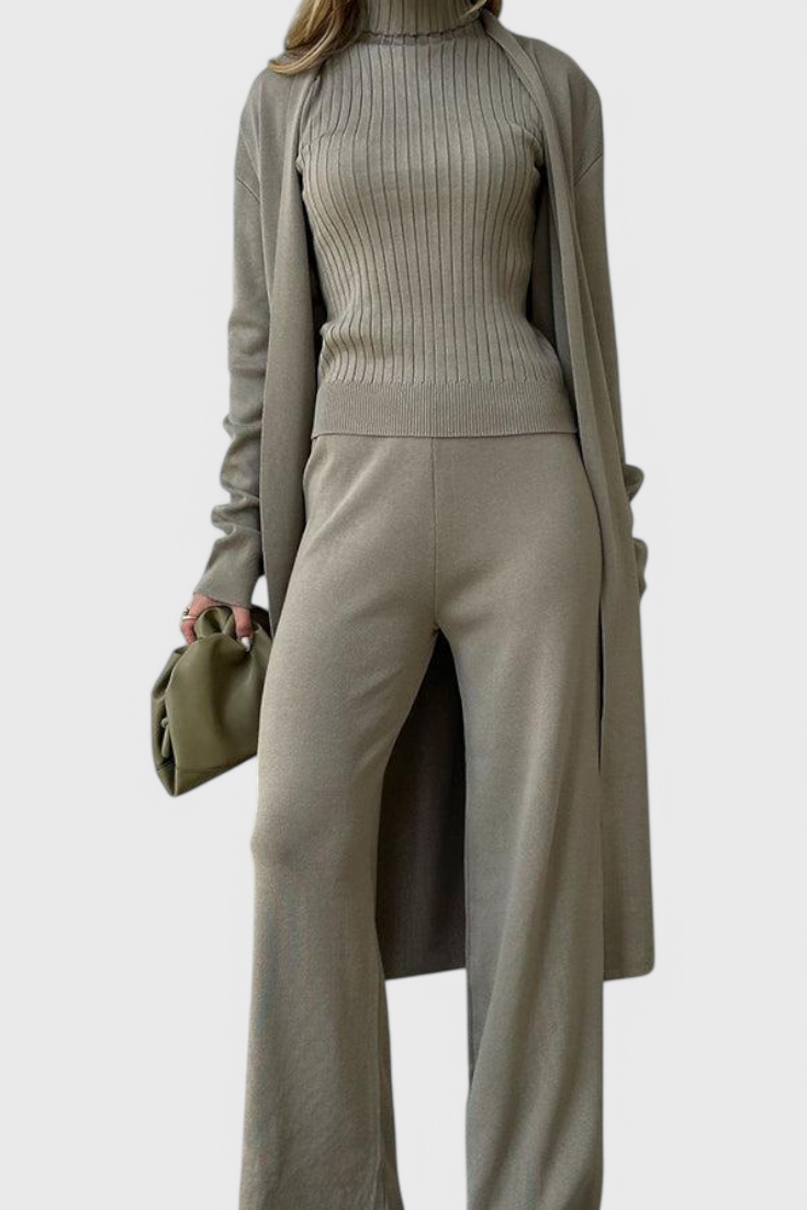 Mahalia™ - Elegant Cut 3-Piece Soft Knit Ensemble