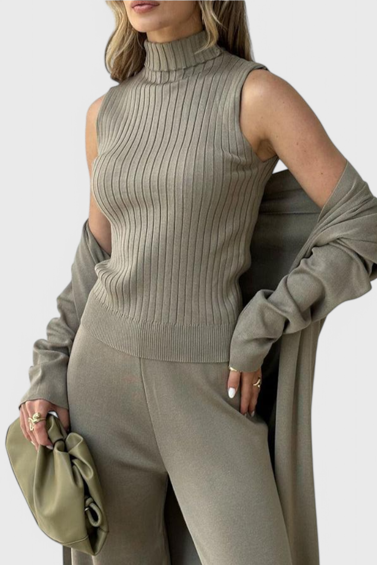 Mahalia™ - Elegant Cut 3-Piece Soft Knit Ensemble