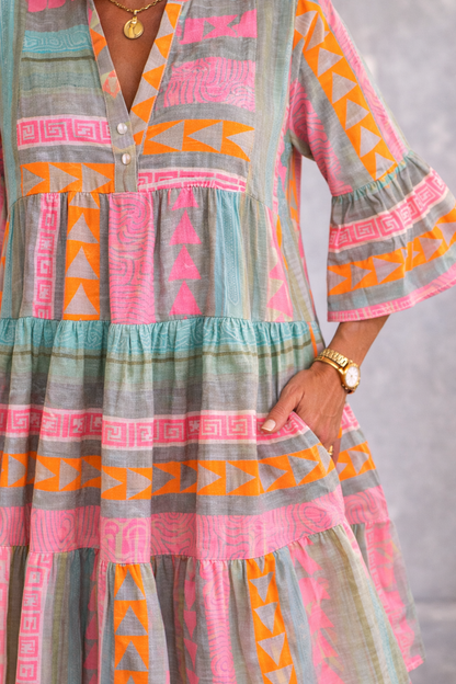 Elena™ | Patterned Flowing Midi Dress