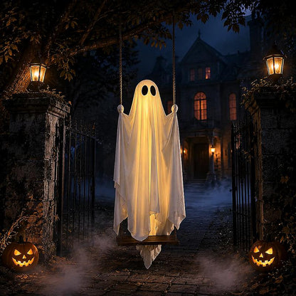 5FT Halloween Swing Ghost with LED Lights & Remote Control