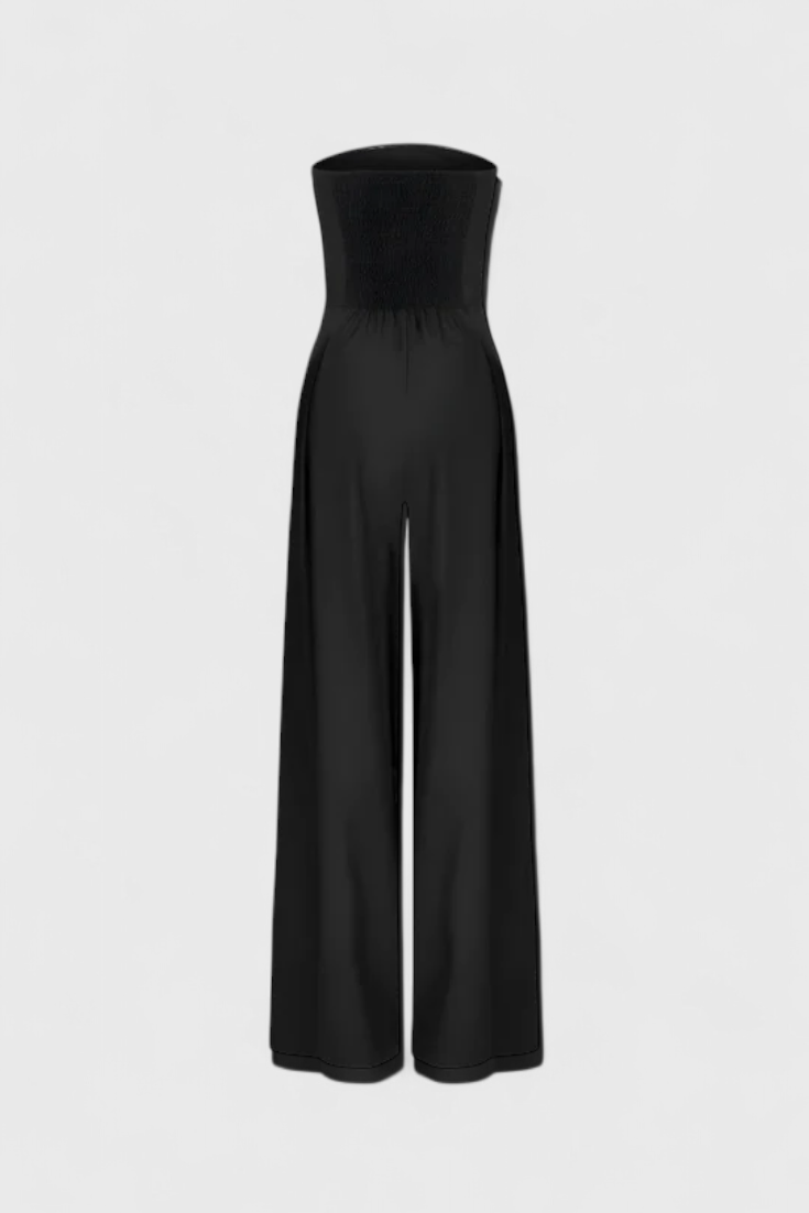 Liona™ -  Structured Neckline Sleeveless Jumpsuit with Wide-Leg Pants