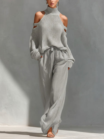 Sarah • Fashionable Knit and Linen Set