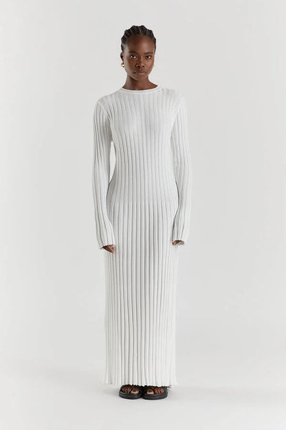 Darla Adjustable Belted Midi Ribbed Knit Dress
