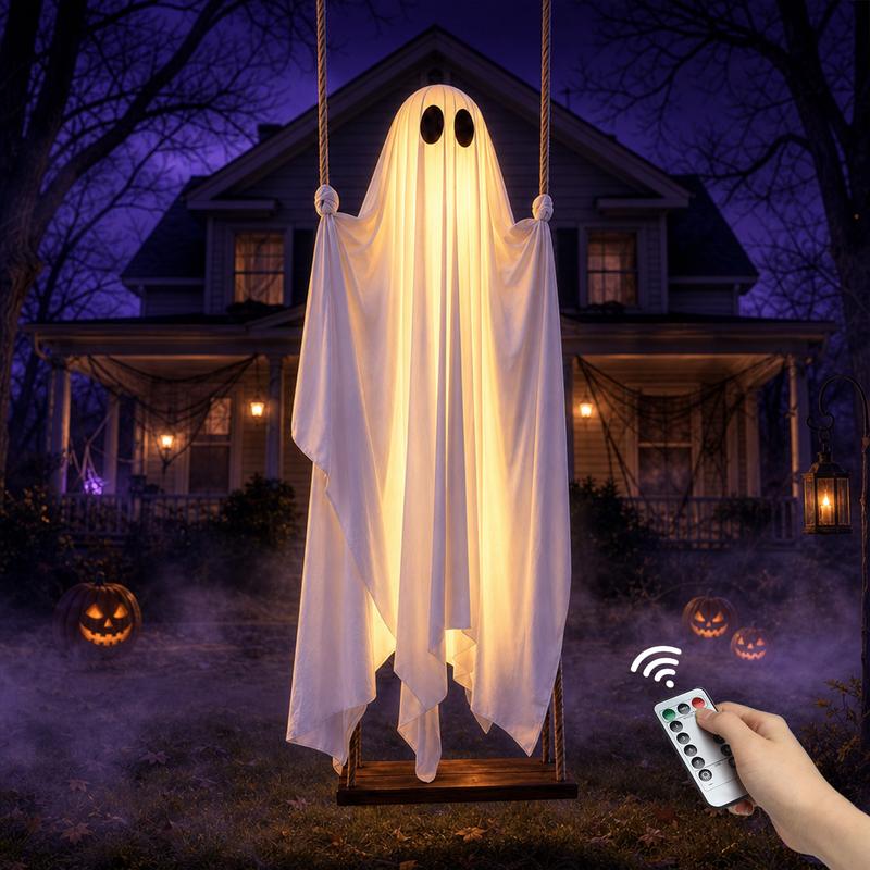 5FT Halloween Swing Ghost with LED Lights & Remote Control