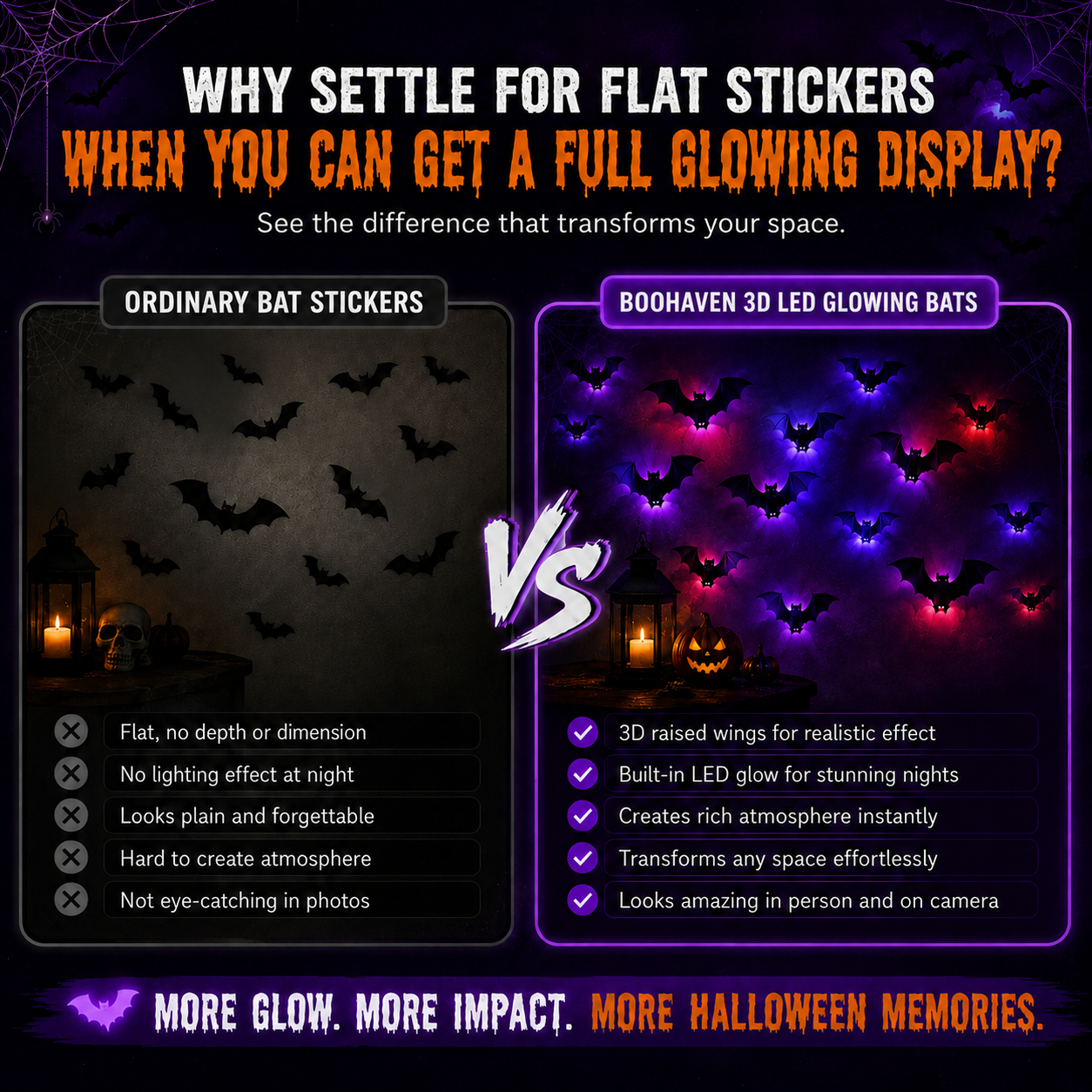 BooHaven | 3D LED Glowing Bats