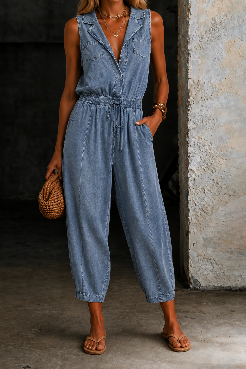 Rosalia |  Sleeveless Denim Jumpsuits