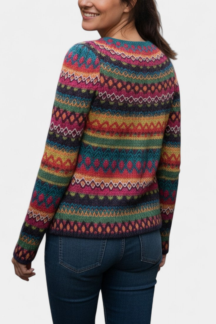 Mélya Soft Wool Multicolored Jacquard Sweater