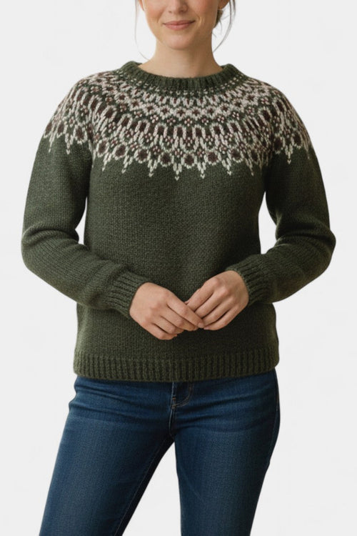 Ismérie Thick Yarn Scandinavian Jacquard Knit Pullover