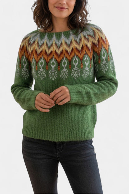 Othilia Geometric Pattern Soft Jacquard Sweater