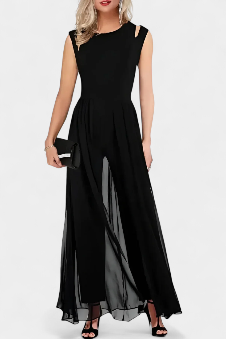 Nadia™ - Open-Shoulder Fluid Chiffon Jumpsuit