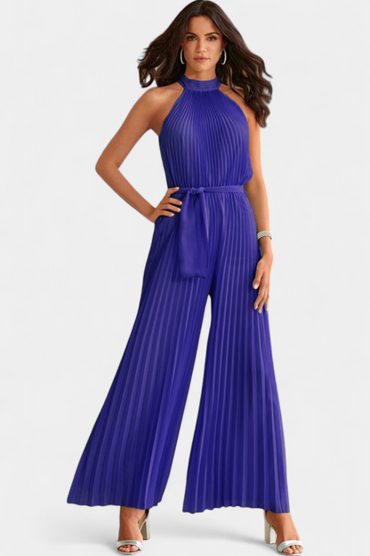Patrizia™ -  Halter Neck Pleated Palazzo Jumpsuit