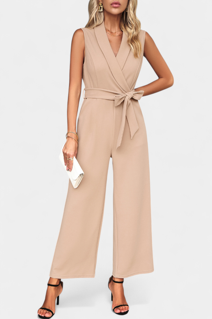 Luciana™ -  Adjustable Waist Cross-Back Jumpsuit with Flared Legs